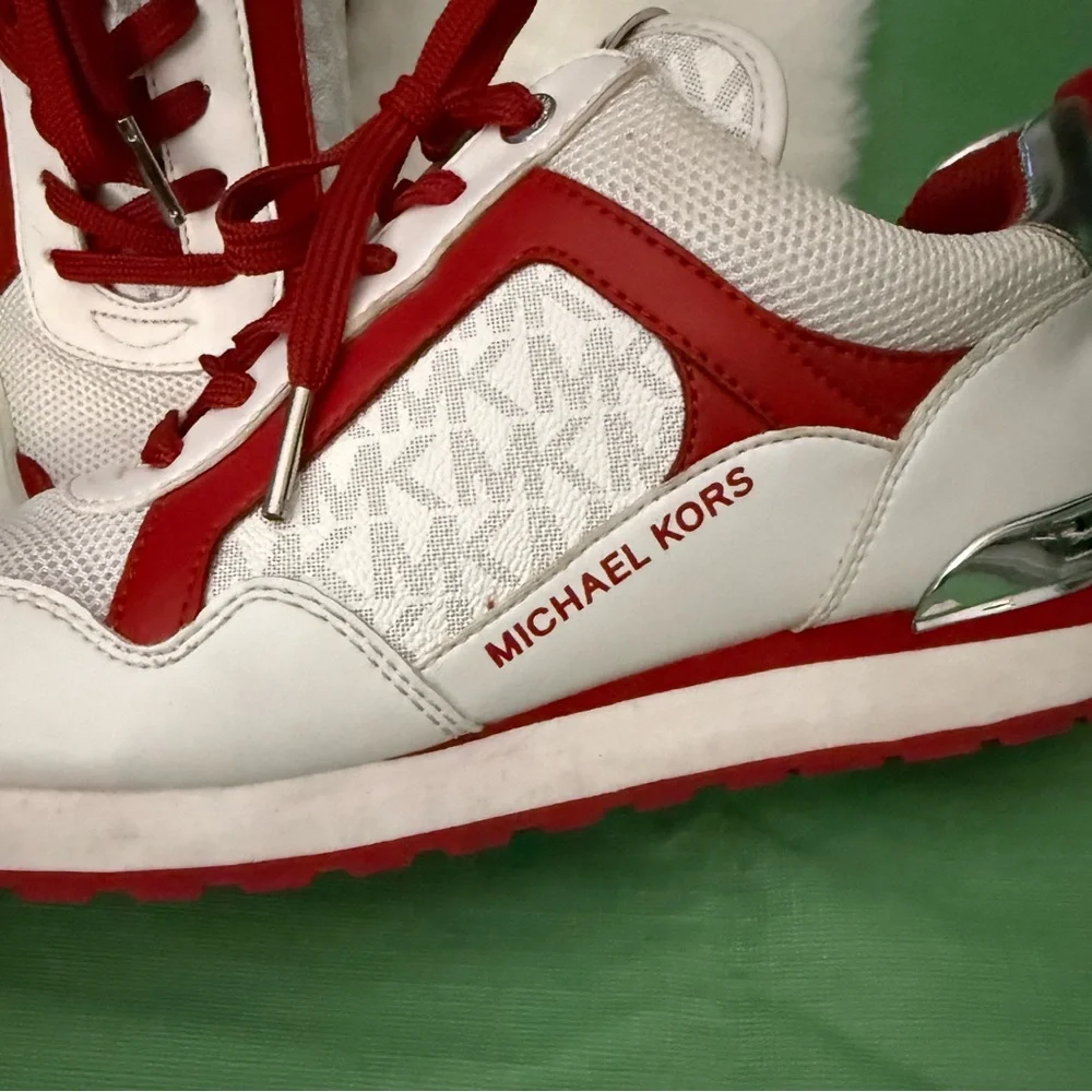 Michael Kors Red and White Women's Sneakers - Picture 2 of 7